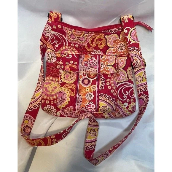 Vera Bradley Pink Paisley Purse Crossbody Shoulder Bag - Picture 1 of 8